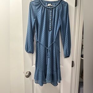 LOFT Polka Dot Long Sleeve Dress